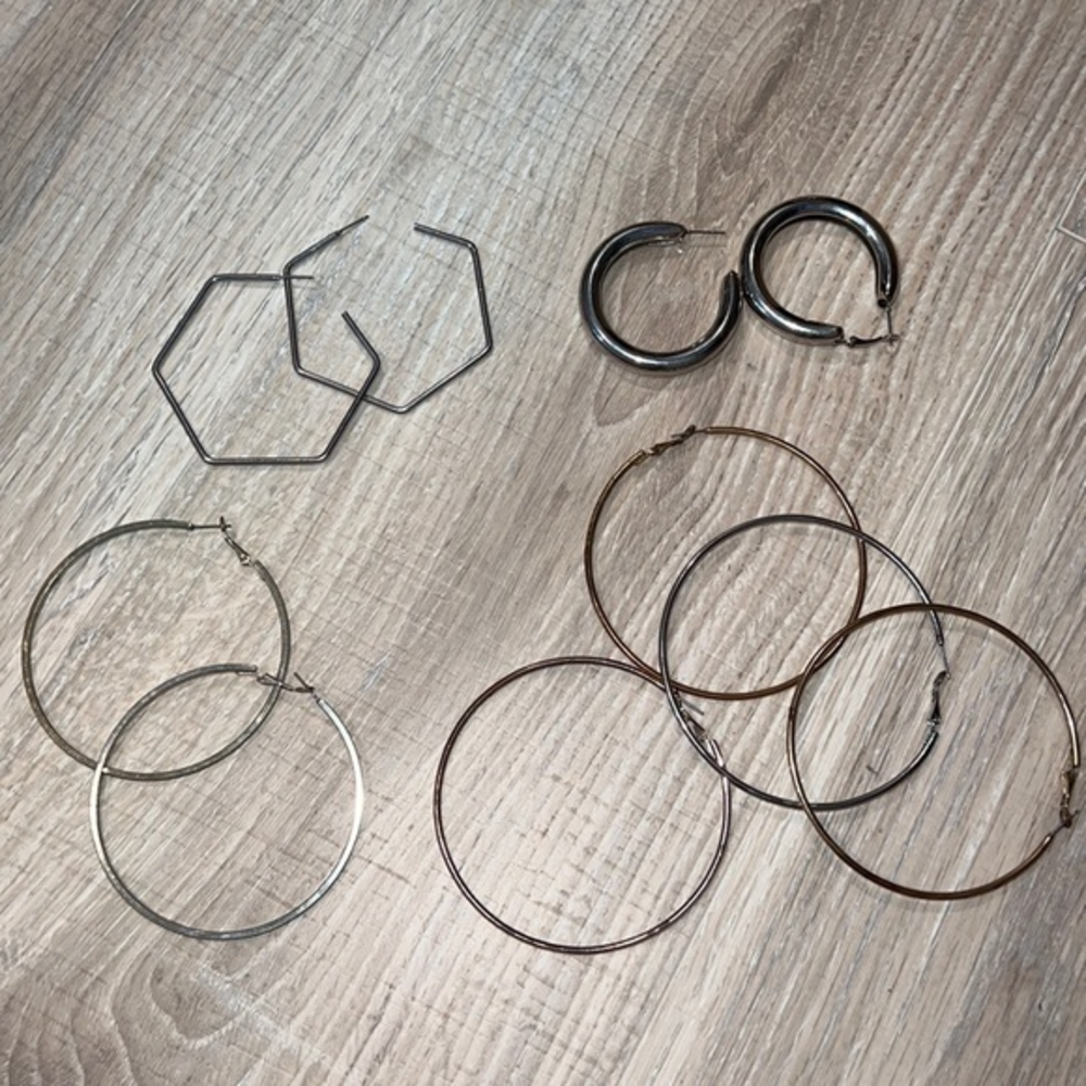Earring hoops bundle 6 pairs - Picture 1 of 2